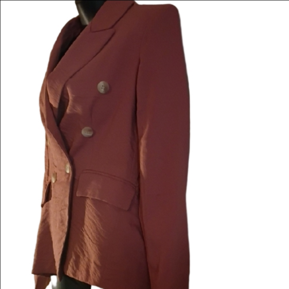 NWT Bishop + young ( Anthropologie)  Double-Breasted Rosey/ Salmon  Blazer. - Picture 4 of 11